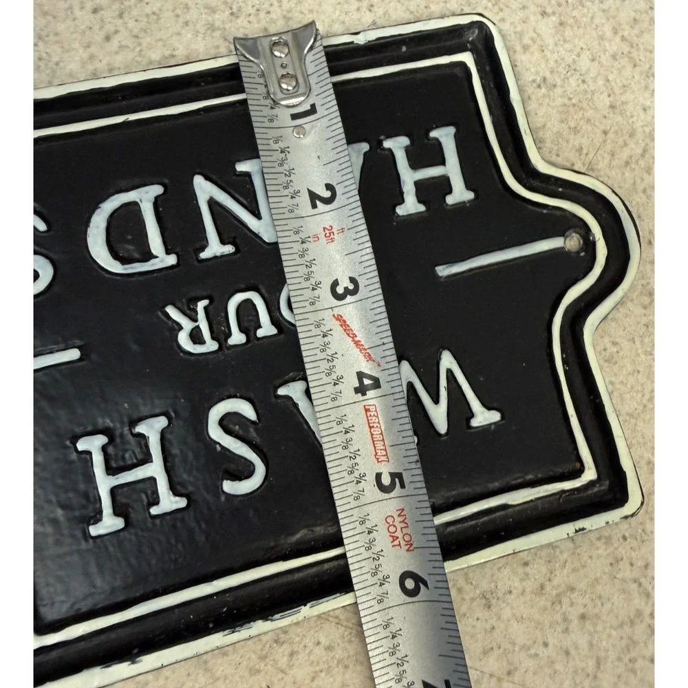 Vtg Hearth & Hand Magnolia Farmhouse Bathroom Sign Wash Your Hands Metal Decor